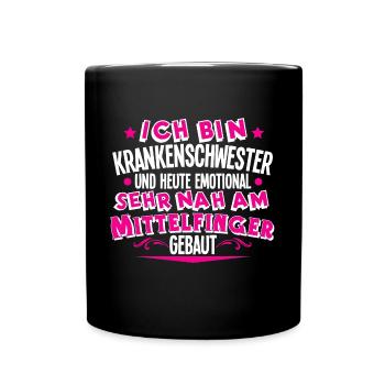 Krankenschwester - Tasse einfarbig - Schwarz - Vorne