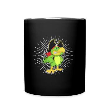 Perroquet pirate - Mug uni - noir - Devant