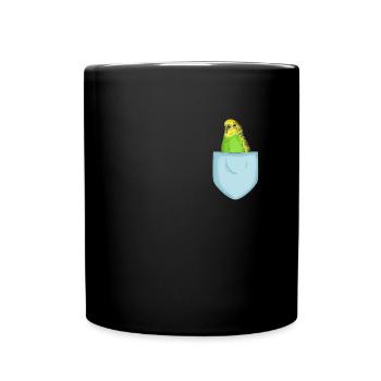 Perruche poitrine poche mignon oiseau animal de compagnie - Mug uni - noir - Devant
