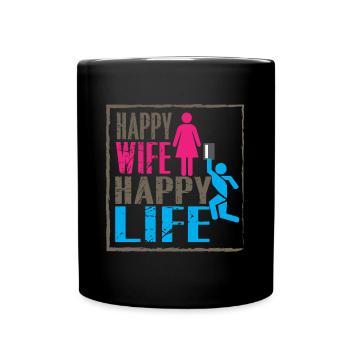 Femme heureuse - vie heureuse - Mug uni - noir - Devant