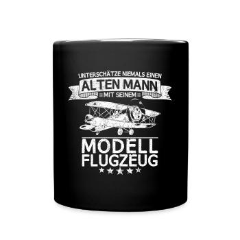 Modellflugzeug Modellbau Flugzeugmodell Spruch Opa - Tasse einfarbig - Schwarz - Vorne