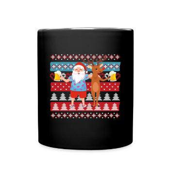 Renne de bière de Noël laid Santa Claus - Mug uni - noir - Devant
