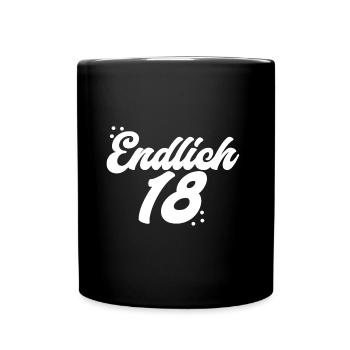 Endlich 18 Jahre! - Tasse einfarbig - Schwarz - Vorne
