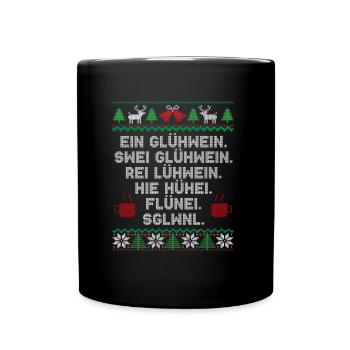 Funny one mulled wine two mulled wine Xmas gift - Full Colour Mug - black - Front