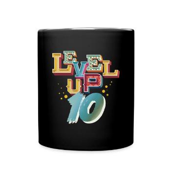 Level Up 10 Years Birthday Gamer Gaming - Full Colour Mug - black - Front