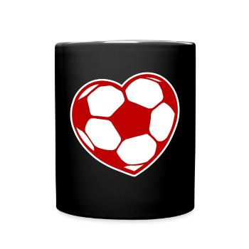 Ich Liebe Fussball Fussballfan Fussballer Herz - Tasse einfarbig - Schwarz - Vorne