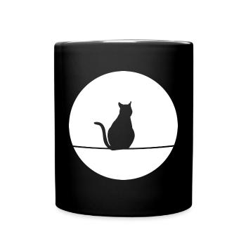 Cat in the moonlight - Full Colour Mug - black - Front