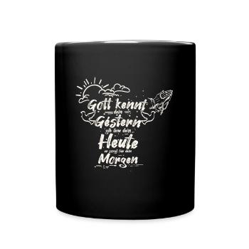 Christlich - Gott - Bibel - Spruch - Geschenkidee - Tasse einfarbig - Schwarz - Vorne