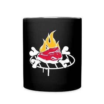 Steak with bones on the grill - Full Colour Mug - black - Front
