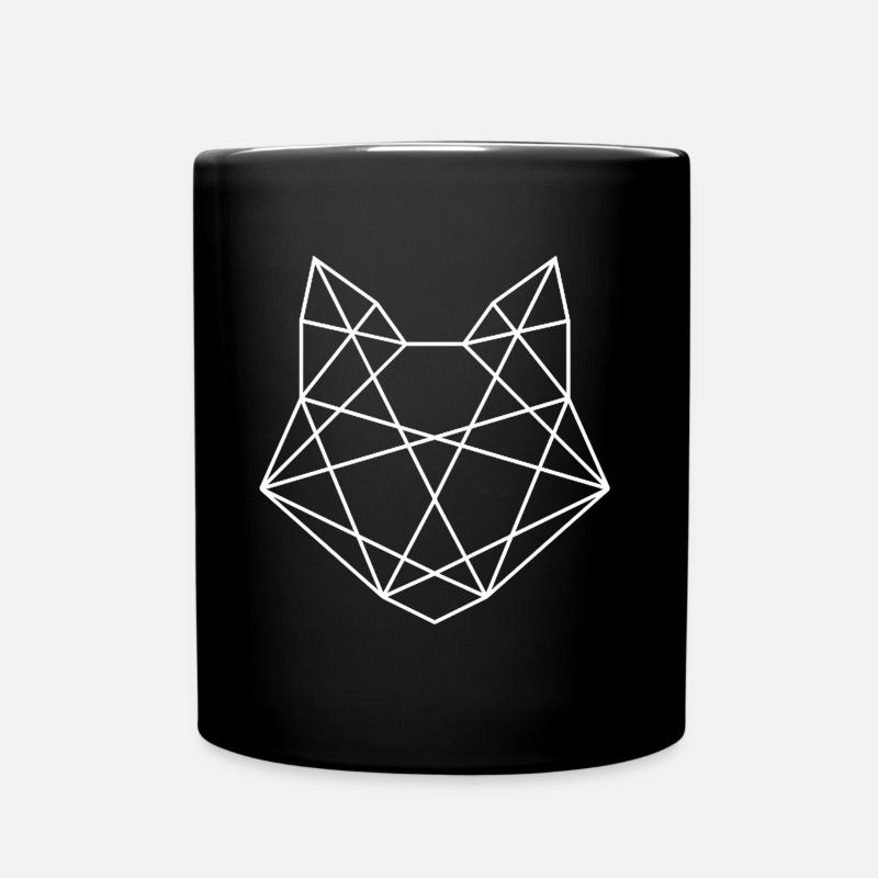 Polyart cat head - Full Colour Mug - black