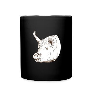 Schwein - Tasse einfarbig - Schwarz - Vorne