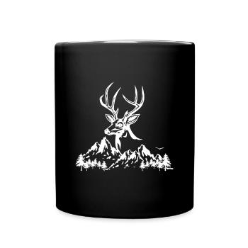 Deer with deer antlers Mountains Nature Landscape - Full Colour Mug - black - Front