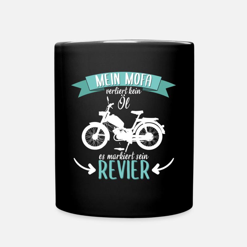 Mofa Moped Motorrad Zweitakt lustig Spruch - Tasse einfarbig - Schwarz