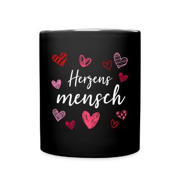 Herzensmensch Liebe Herzen Valentinstag Geschenk - Tasse einfarbig - Schwarz - Vorne