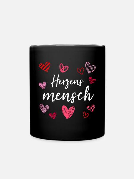 Herzensmensch Liebe Herzen Valentinstag Geschenk - Tasse einfarbig - Schwarz