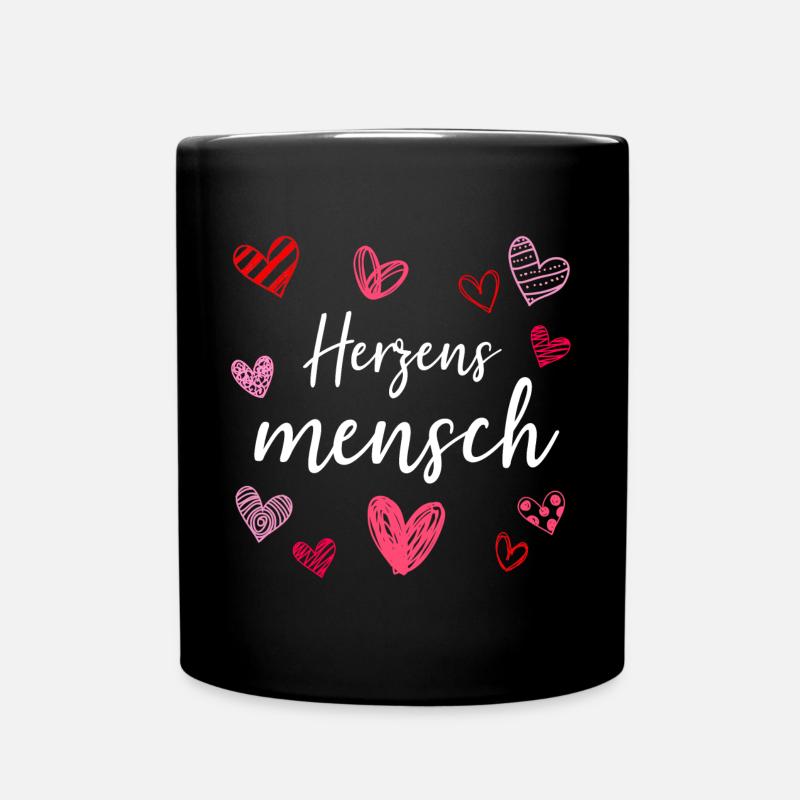 Herzensmensch Liebe Herzen Valentinstag Geschenk - Tasse einfarbig - Schwarz