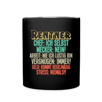 Rentner Rente - Tasse einfarbig - Schwarz - Vorne