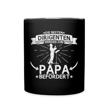Dirigent Musik Orchester Chor Papa Spruch - Tasse einfarbig - Schwarz - Vorne