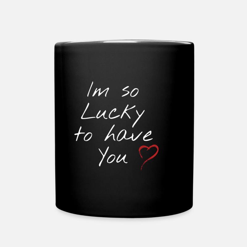 glücklich - Tasse einfarbig - Schwarz