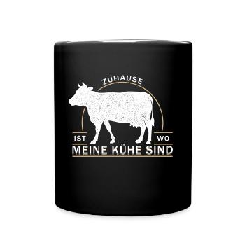 Landwirt Landwirtin Bauer Bäuerin Kuh Kühe Spruch - Tasse einfarbig - Schwarz - Vorne