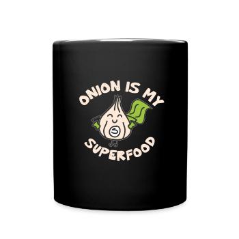 Onion - Zwiebel - Superfood - Tasse einfarbig - Schwarz - Vorne