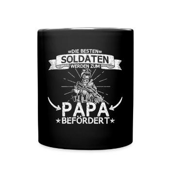 Soldat Militär Armee Pionier Offizier Papa Spruch - Tasse einfarbig - Schwarz - Vorne