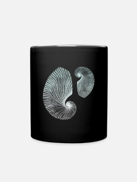 Minimalist spiral marine patterns - Full Colour Mug - black