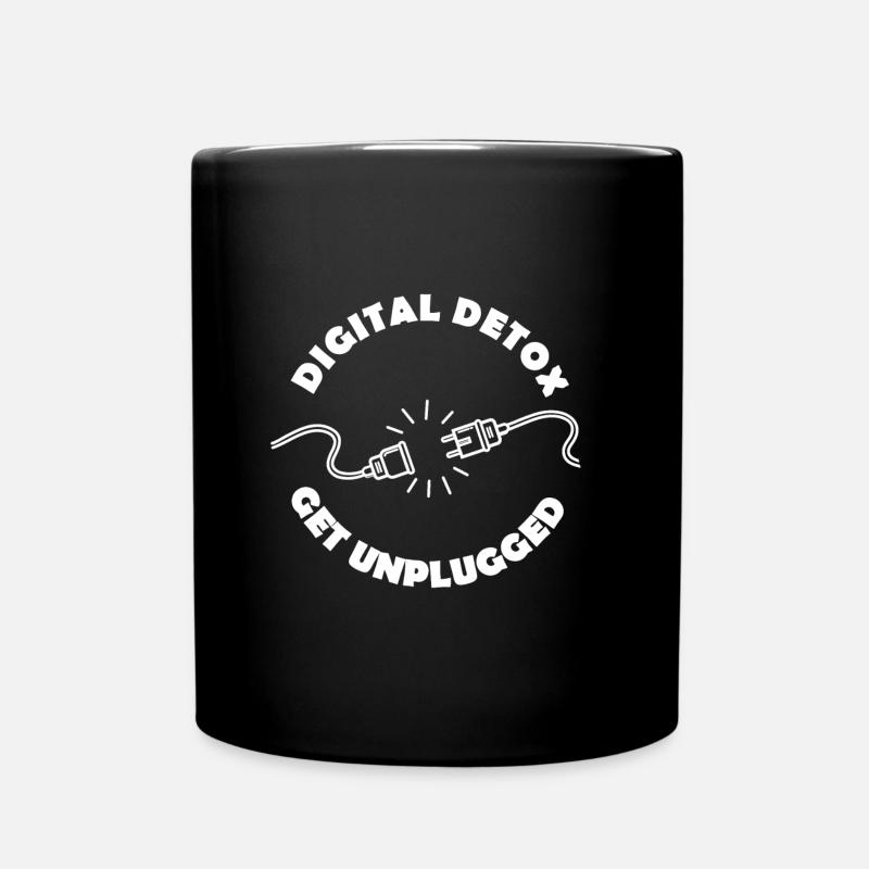 Get unplugged - Digital Detox - Tasse einfarbig - Schwarz