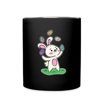 Osterhase Osterhäschen Ostereier Frohe Ostern - Tasse einfarbig - Schwarz - Vorne