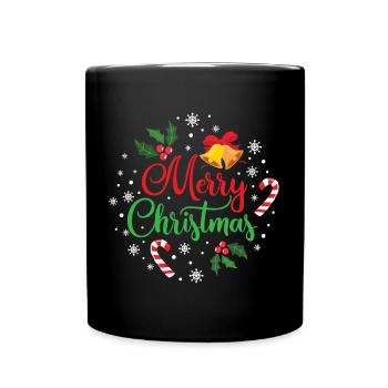 Frohe Weihnacht-glückliches Familien-Weihnachtszusammenpassendes Geschenk - Tasse einfarbig - Schwarz - Vorne