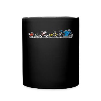 Biker Evolution Motorrad Entwicklung Fortschritt - Tasse einfarbig - Schwarz - Vorne