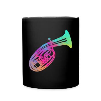 Instrument de musique à vent corne ténor cor ténor joueur corne - Mug uni - noir - Devant