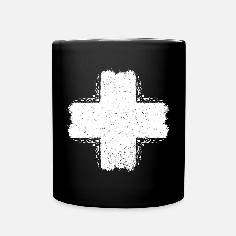 Schweiz / Suisse / Schweizerkreuz - Tasse einfarbig - Schwarz