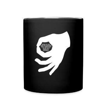 Reingeguckt Handzeichen Loch Kreis Lustiger Spruch - Tasse einfarbig - Schwarz - Vorne