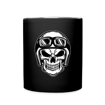 Motocycliste crâne casque motos motards - Mug uni - noir - Devant