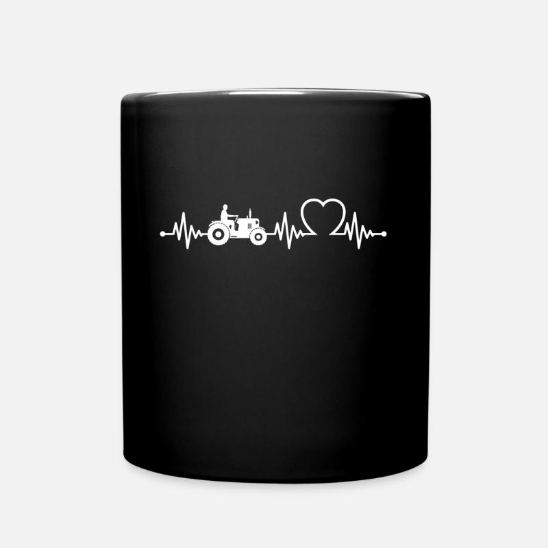 Traktor Bauer Herzschlag - Tasse einfarbig - Schwarz