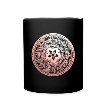 Pastellflorales Mandala-Muster - Tasse einfarbig - Schwarz - Vorne