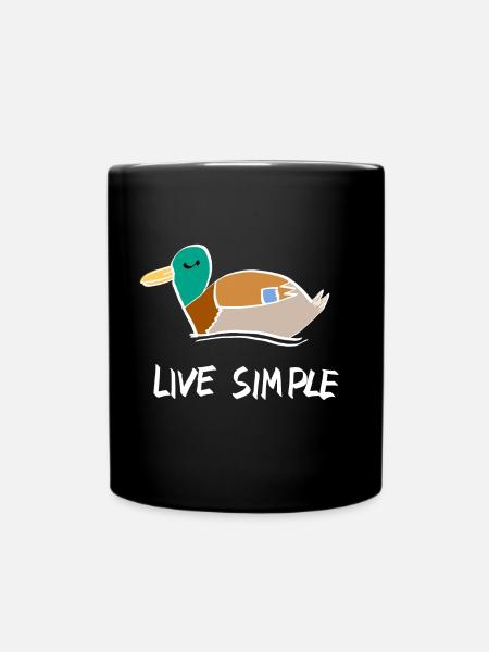 Live Simple Beautiful-Bird Design Custom Text - Full Colour Mug - black
