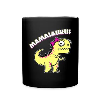 Mutter Supermama Beste Mutter Dinosaurier Lustig - Tasse einfarbig - Schwarz - Vorne