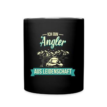 Angler Angeln Fischer Fischen Spruch - Tasse einfarbig - Schwarz - Vorne