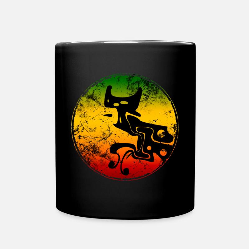 Silhouette abstraite de chat sauvage aux couleurs reggae - Mug uni - noir