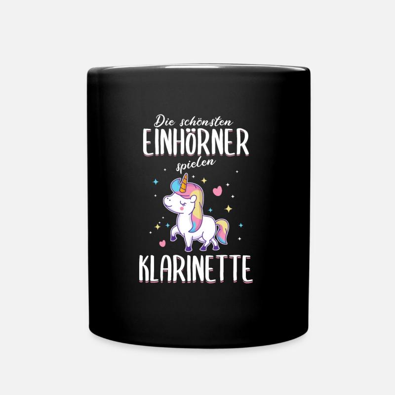 Klarinette Klarinettistin Einhorn Spruch Musik - Tasse einfarbig - Schwarz