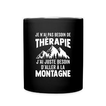 T-shirt randonnée - thérapie montagne - Mug uni - noir - Devant