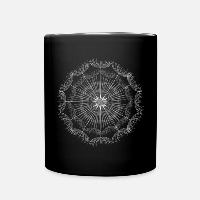 sehr filigranes Mandala aus Pusteblumen Samen - Tasse einfarbig - Schwarz