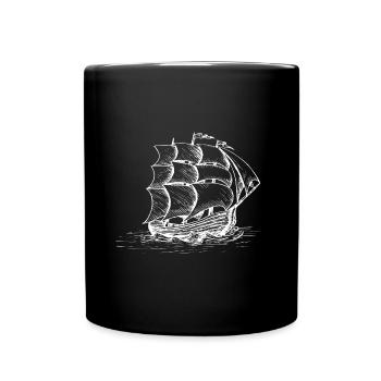 Sailing ship in white - Full Colour Mug - black - Front