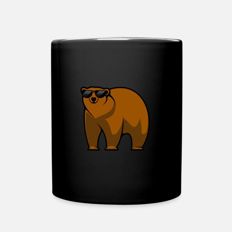 Braunbär Bär mit Sonnenbrille - Tasse einfarbig - Schwarz