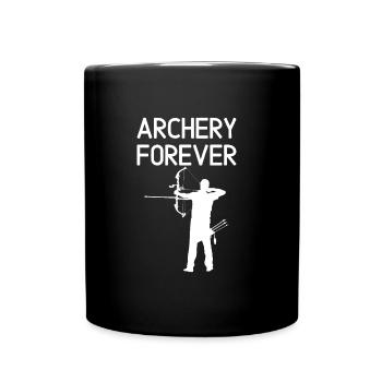 Archery Forever Bogenschießen Bogensport Weiß - Tasse einfarbig - Schwarz - Vorne