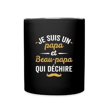 je suis un papa et beau-papa qui déchire - Mug uni - noir - Devant