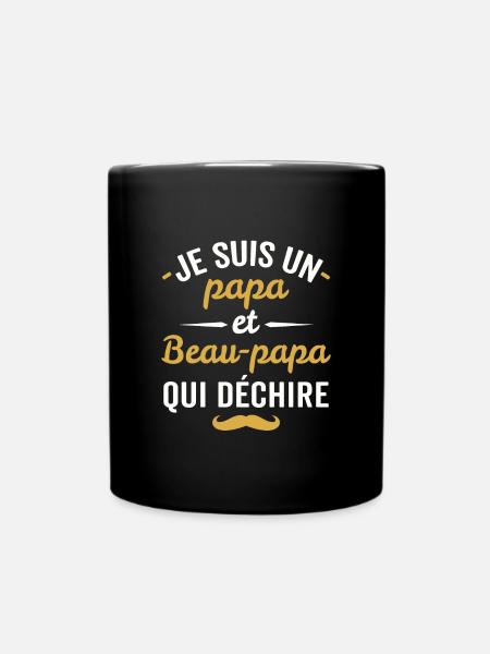 je suis un papa et beau-papa qui déchire - Mug uni - noir