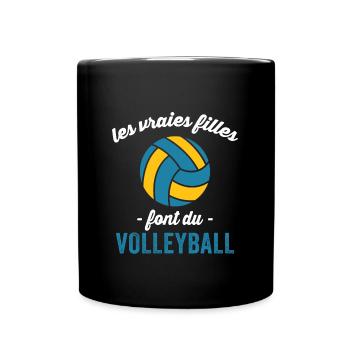 les vraies filles font du volleyball - Mug uni - noir - Devant